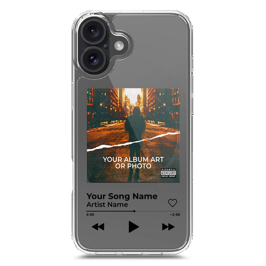 iPhone 16 Plus Cover - Personalised Album Art Series - Clear Phone Case - Soft Silicon Borders