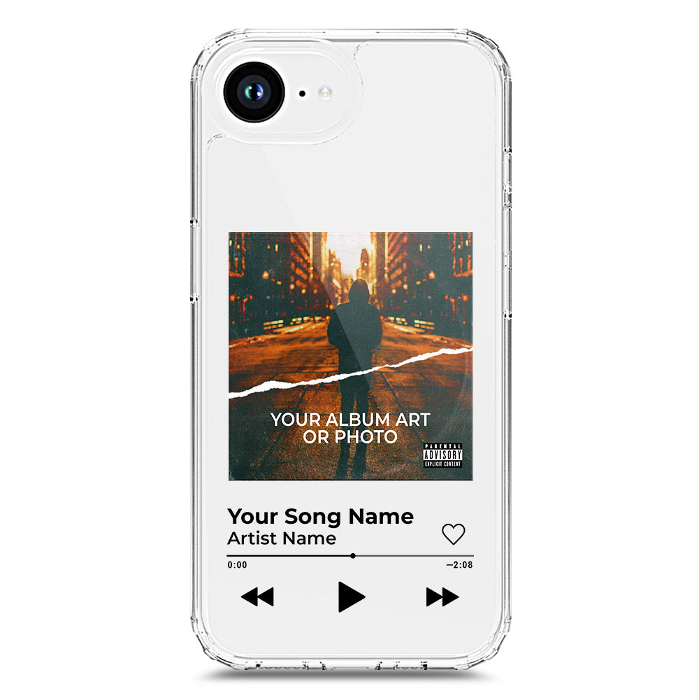 iPhone 16e Cover - Personalised Album Art Series - Clear Phone Case - Soft Silicon Borders