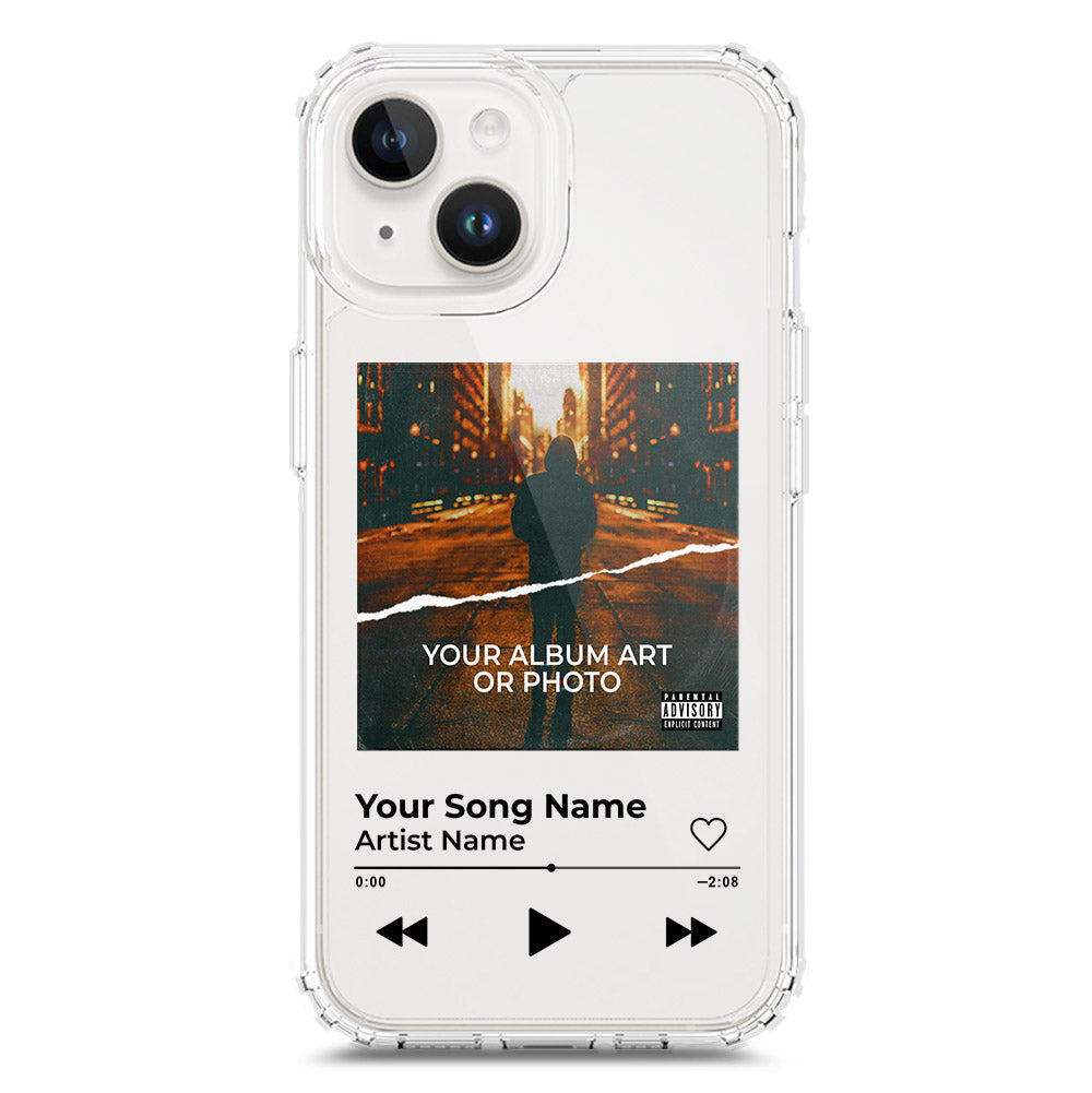 iPhone 15 Cover - Personalised Album Art Series - Clear Phone Case - Soft Silicon Borders