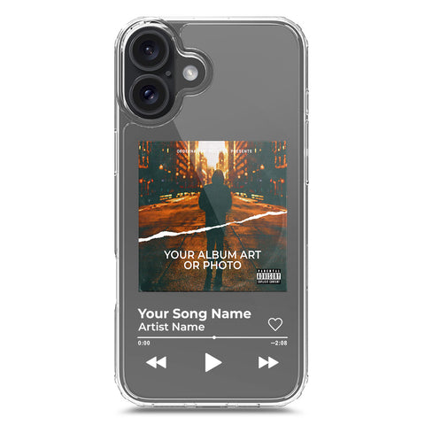 iPhone 16 Plus Cover - Personalised Album Art Series - Clear Phone Case - Soft Silicon Borders