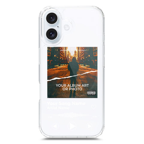 iPhone 16 Cover - Personalised Album Art Series - Clear Phone Case - Soft Silicon Borders