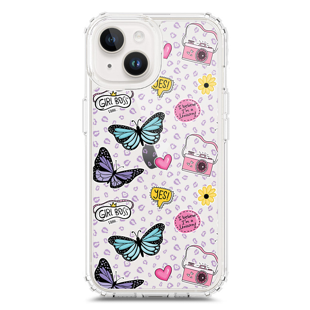 iPhone 15 Plus Cover - O'Nation Butterfly Dreams Series 1 - Clear Phone Case - Soft Silicon Borders