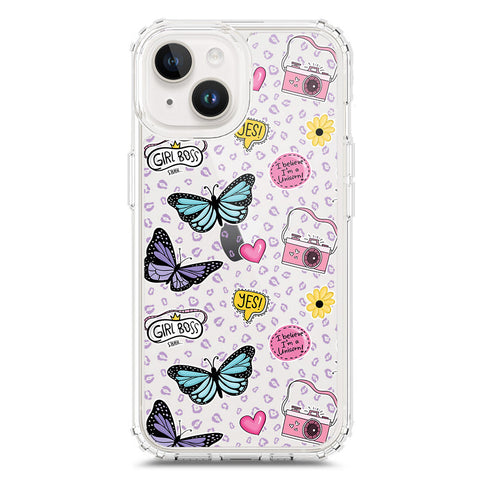 iPhone 15 Plus Cover - O'Nation Butterfly Dreams Series 1 - Clear Phone Case - Soft Silicon Borders