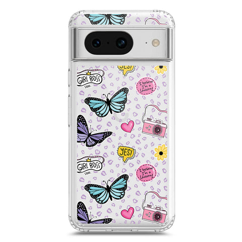 Google Pixel 8 Cover - O'Nation Butterfly Dreams Series 1 - Clear Phone Case - Soft Silicon Borders