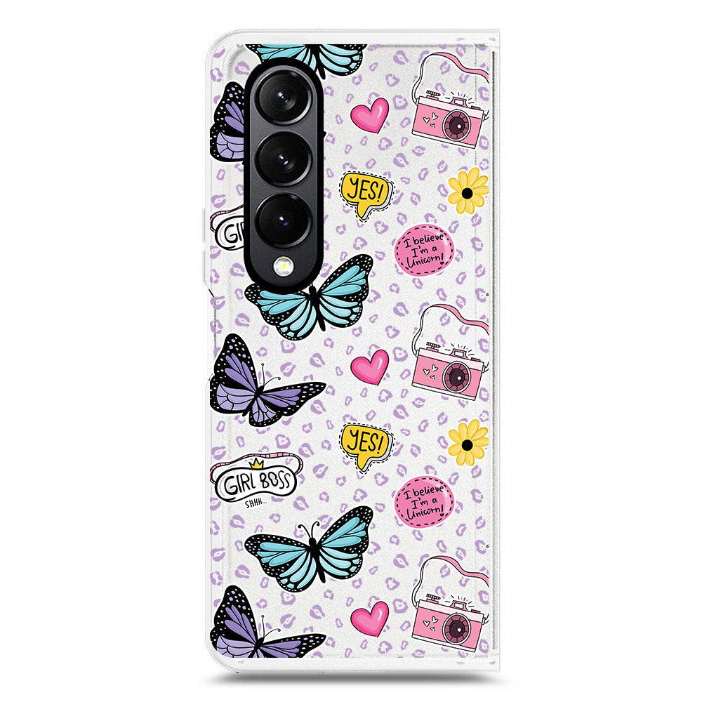 Samsung Galaxy Z Fold 4 5G Cover - O'Nation Butterfly Dreams Series 1 - Clear Phone Case - Soft Silicon Borders