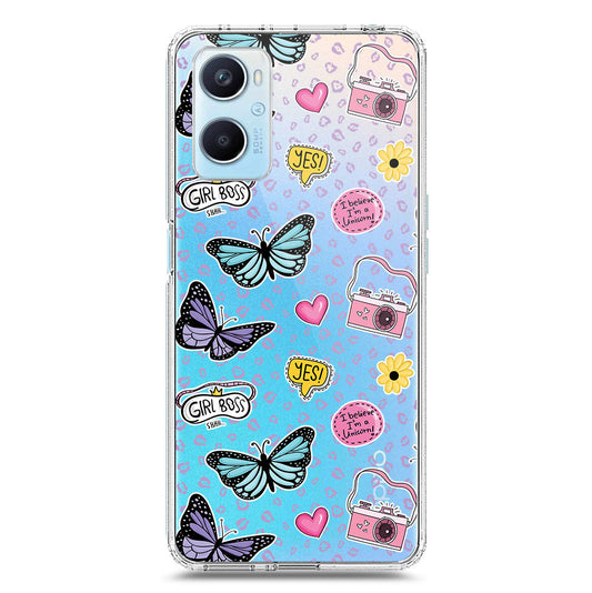 Oppo A96 4G Cover - O'Nation Butterfly Dreams Series 1 - Clear Phone Case - Soft Silicon Borders