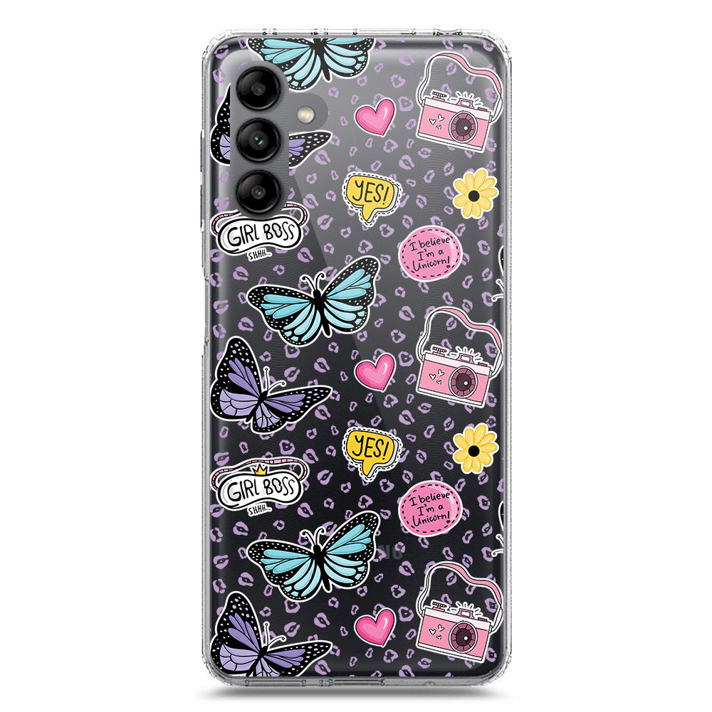 Samsung Galaxy A04s Cover - O'Nation Butterfly Dreams Series 1 - Clear Phone Case - Soft Silicon Borders