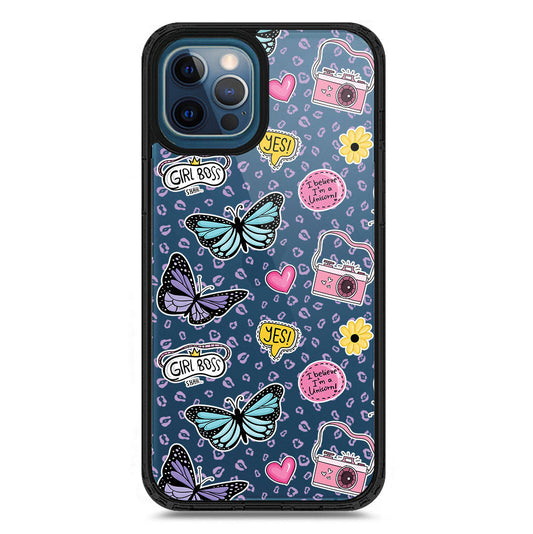 iPhone 12 Pro Max - Black - Cover - O'Nation Butterfly Dreams Series 1 - Clear Phone Case - Soft Silicon Borders
