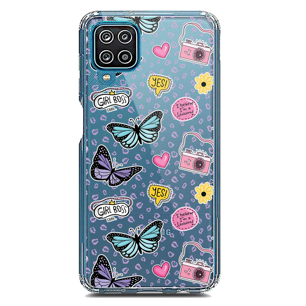 Samsung Galaxy A12 Nacho Cover - O'Nation Butterfly Dreams Series 1 - Clear Phone Case - Soft Silicon Borders