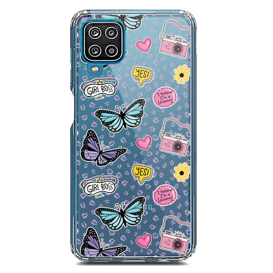 Samsung Galaxy A12 Cover - O'Nation Butterfly Dreams Series 1 - Clear Phone Case - Soft Silicon Borders