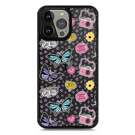iPhone 13 Pro Max - Black - Cover - O'Nation Butterfly Dreams Series 1 - Clear Phone Case - Soft Silicon Borders