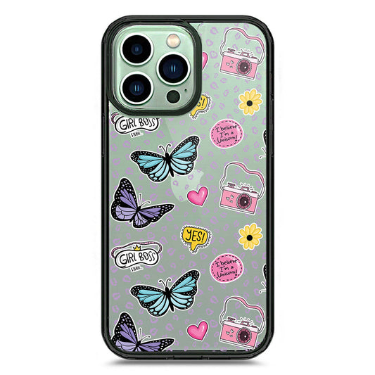 iPhone 14 Pro Max - Black - Cover - O'Nation Butterfly Dreams Series 1 - Clear Phone Case - Soft Silicon Borders