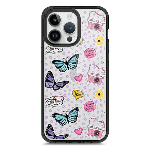 iPhone 15 Pro Max - Black - Cover - O'Nation Butterfly Dreams Series 1 - Clear Phone Case - Soft Silicon Borders