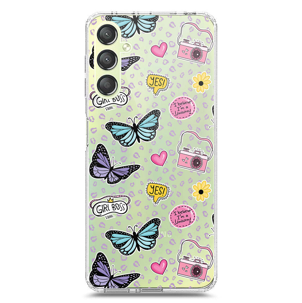 Samsung Galaxy A24 4G Cover - O'Nation Butterfly Dreams Series 1 - Clear Phone Case - Soft Silicon Borders