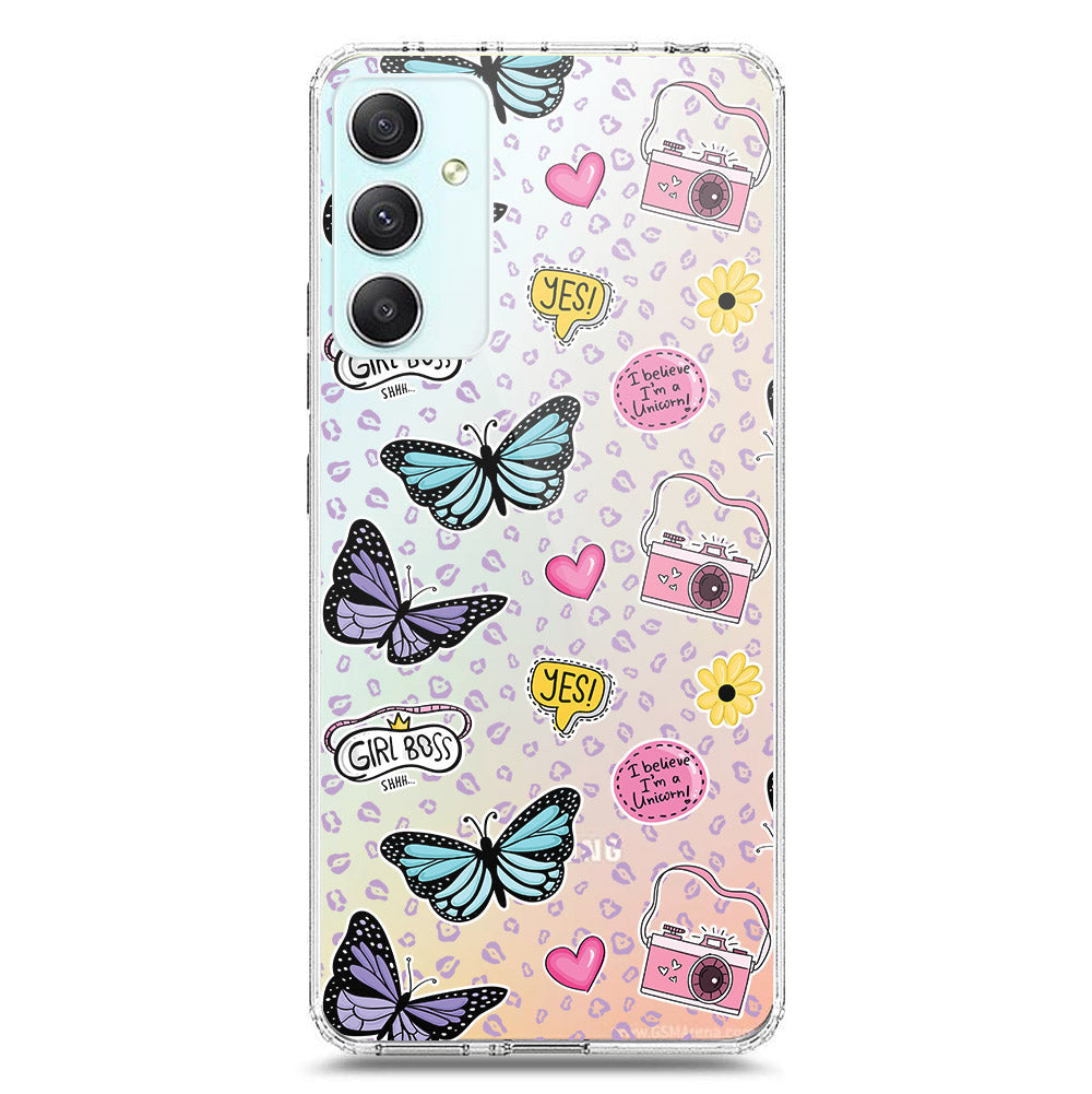 Samsung Galaxy A34 5G Cover - O'Nation Butterfly Dreams Series 1 - Clear Phone Case - Soft Silicon Borders
