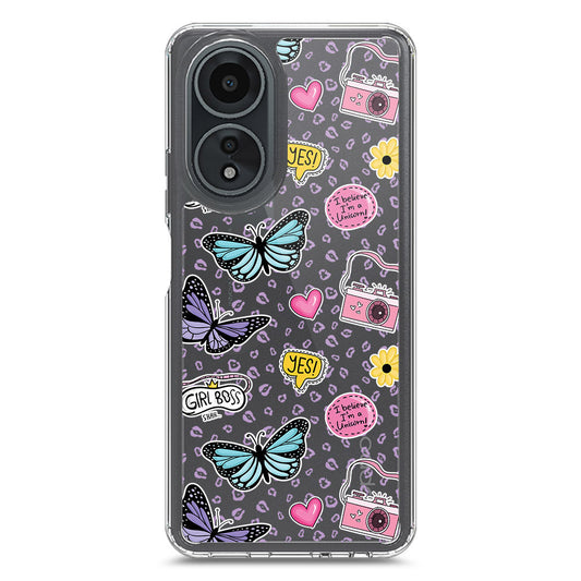 Oppo A58 4G Cover - O'Nation Butterfly Dreams Series 1 - Clear Phone Case - Soft Silicon Borders