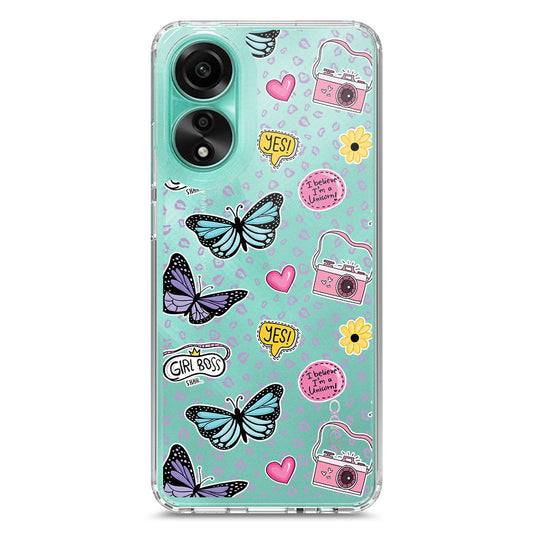 Oppo A78 4G Cover - O'Nation Butterfly Dreams Series 1 - Clear Phone Case - Soft Silicon Borders