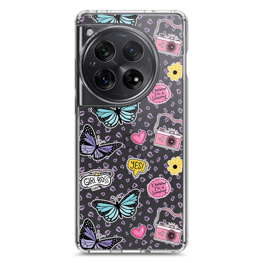 OnePlus 12 Cover - O'Nation Butterfly Dreams Series 1 - Clear Phone Case - Soft Silicon Borders