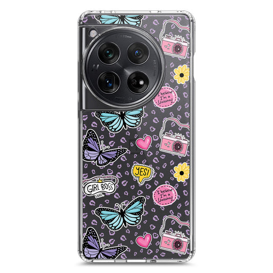 OnePlus 12 Cover - O'Nation Butterfly Dreams Series 1 - Clear Phone Case - Soft Silicon Borders