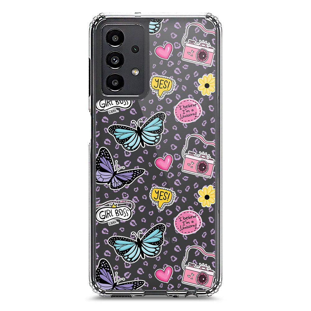 Samsung Galaxy A13 Cover - O'Nation Butterfly Dreams Series 1 - Clear Phone Case - Soft Silicon Borders
