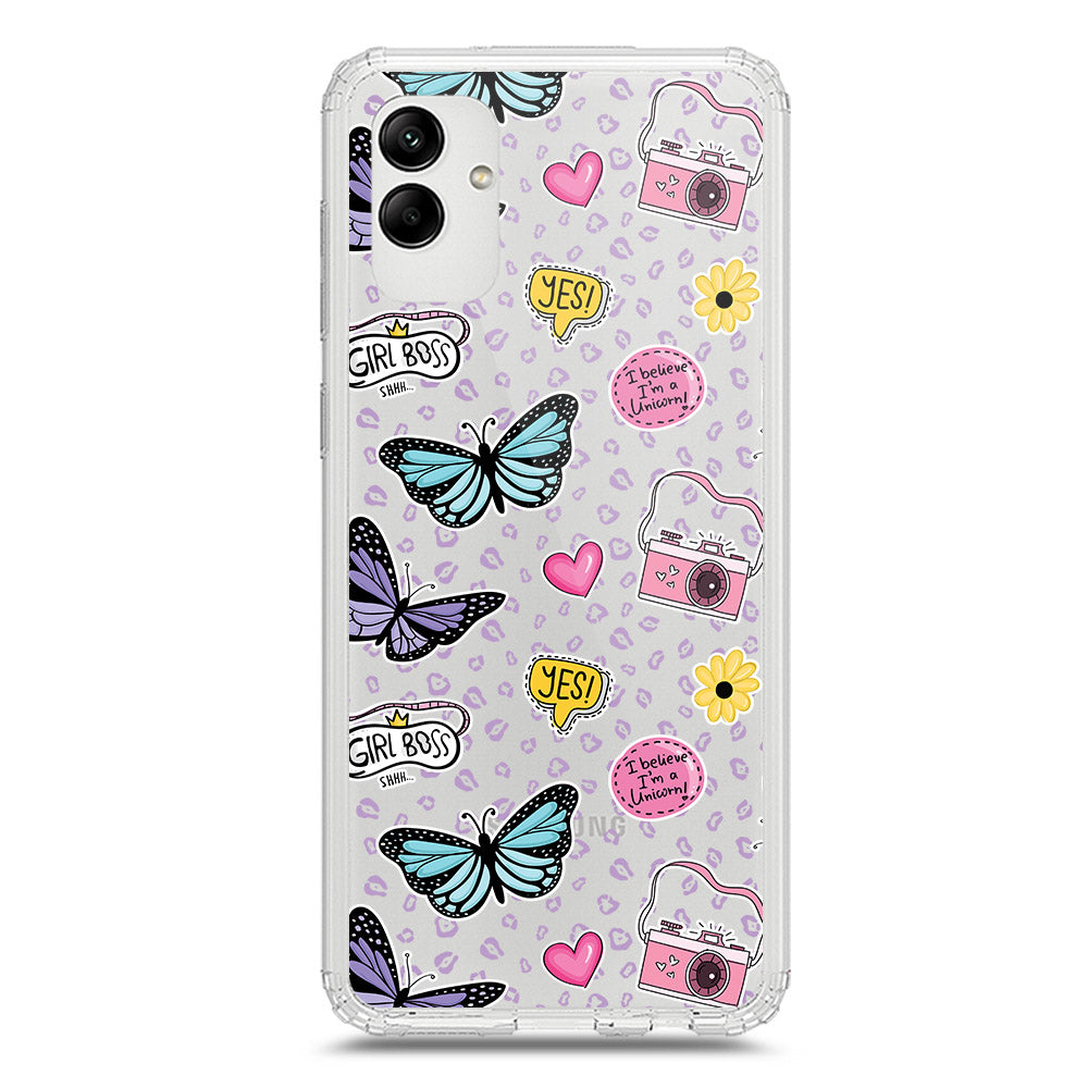 Samsung Galaxy A05 Cover - O'Nation Butterfly Dreams Series 1 - Clear Phone Case - Soft Silicon Borders