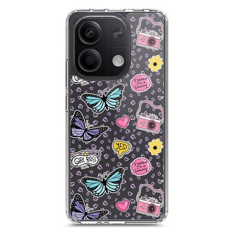Xiaomi Redmi Note 13 Cover - O'Nation Butterfly Dreams Series 1 - Clear Phone Case - Soft Silicon Borders