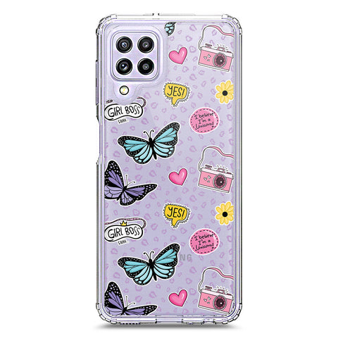Samsung Galaxy A22 Cover - O'Nation Butterfly Dreams Series 1 - Clear Phone Case - Soft Silicon Borders