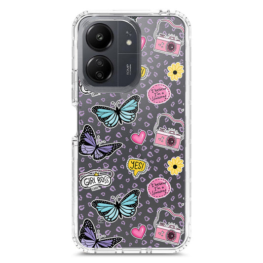 Xiaomi Poco C65 Cover - O'Nation Butterfly Dreams Series 1 - Clear Phone Case - Soft Silicon Borders