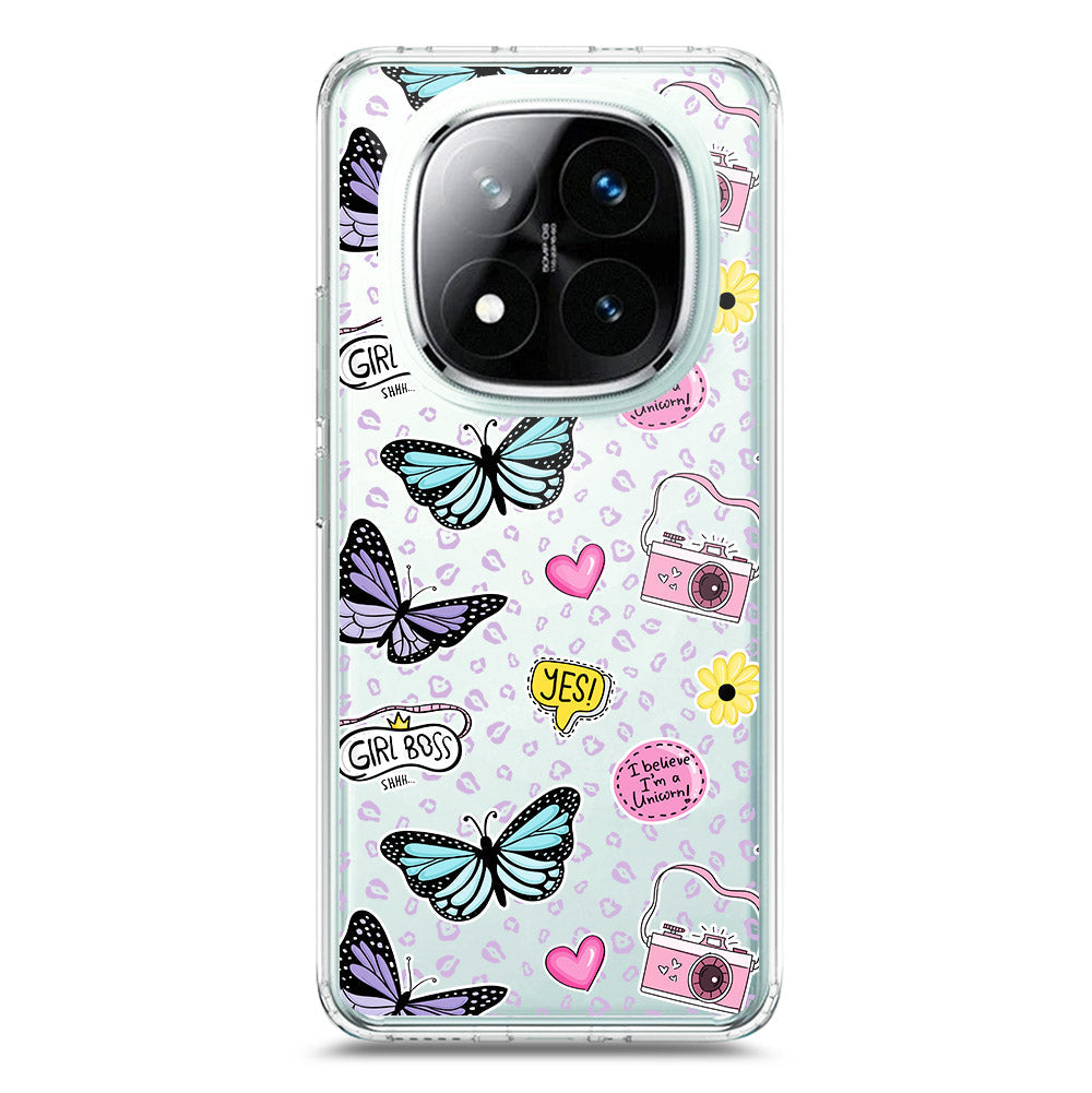Xiaomi Redmi Note 14 Pro 4G Cover - O'Nation Butterfly Dreams Series 1 - Clear Phone Case - Soft Silicon Borders