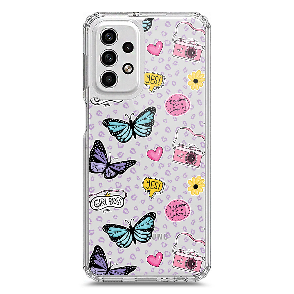 Samsung Galaxy A23 Cover - O'Nation Butterfly Dreams Series 1 - Clear Phone Case - Soft Silicon Borders