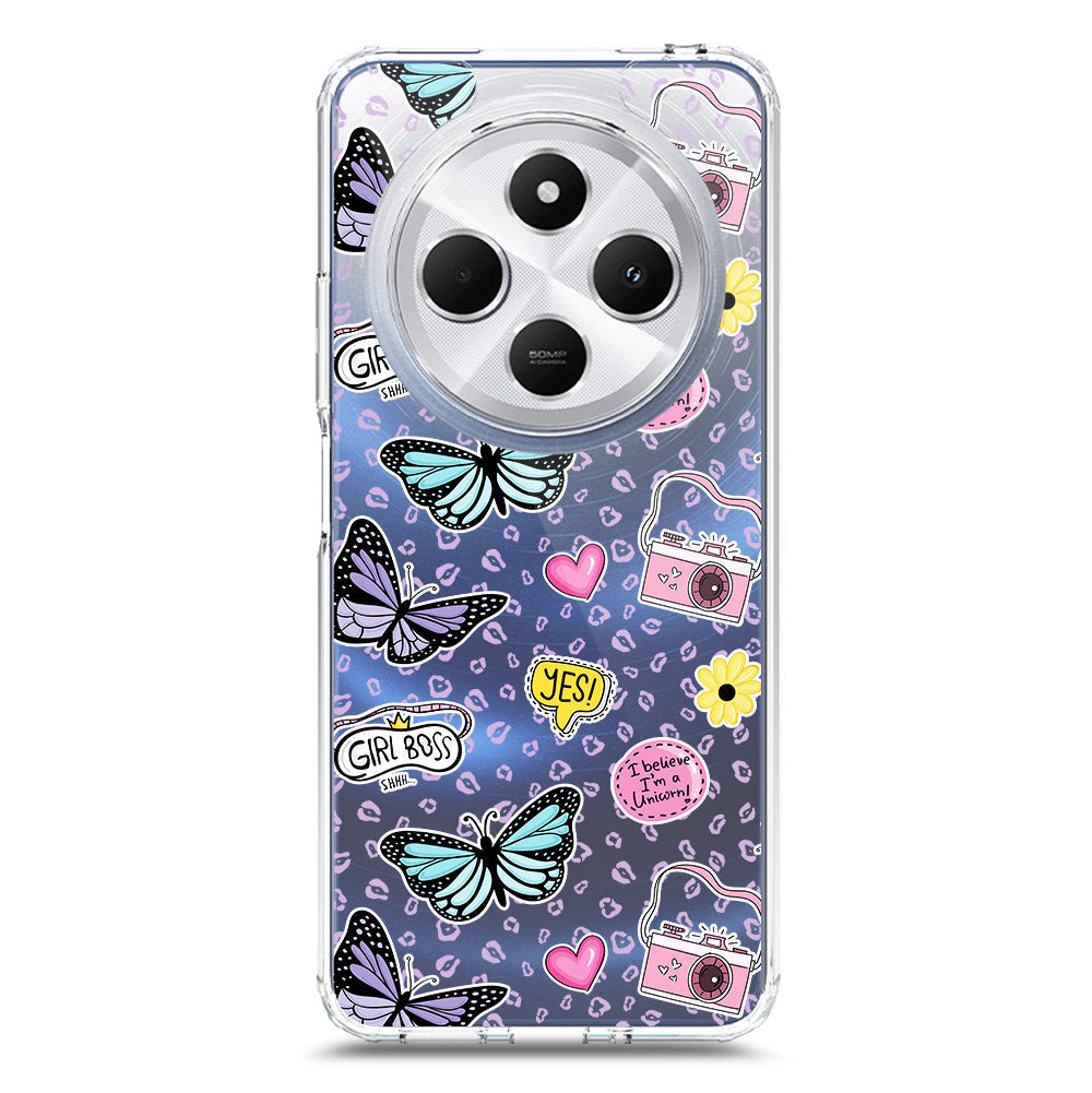 Xiaomi Redmi 14R Cover - O'Nation Butterfly Dreams Series 1 - Clear Phone Case - Soft Silicon Borders