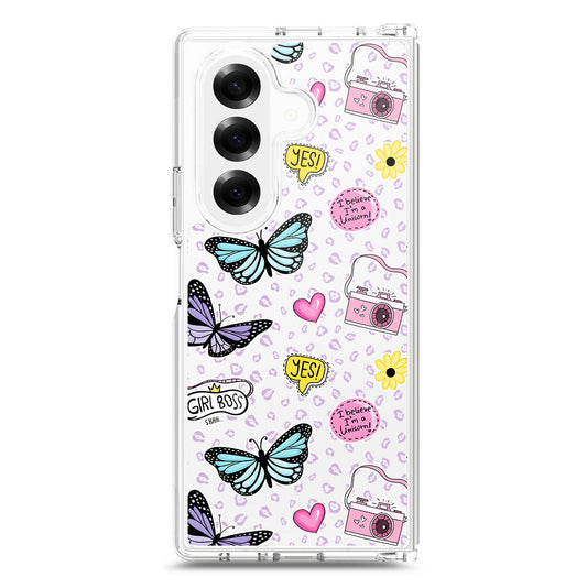 Samsung Galaxy Z Fold 7 Cover - O'Nation Butterfly Dreams Series 1 - Clear Phone Case - Soft Silicon Borders