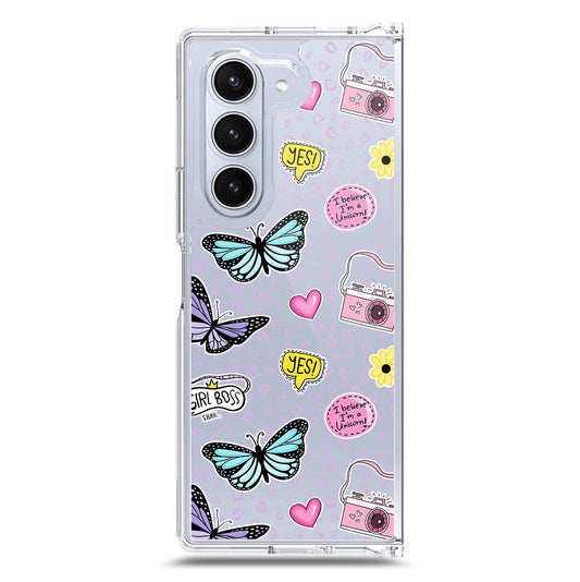 Samsung Galaxy Z Fold 6 Cover - O'Nation Butterfly Dreams Series 1 - Clear Phone Case - Soft Silicon Borders
