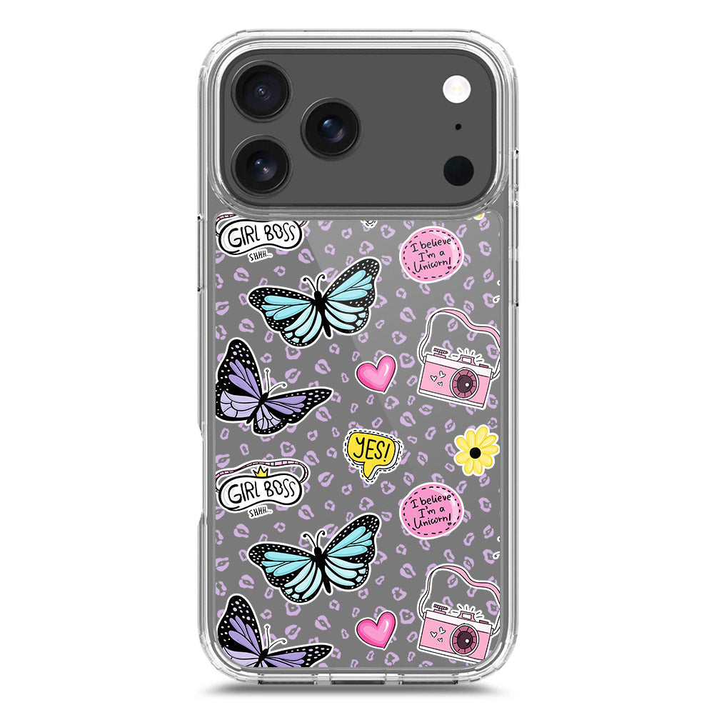 iPhone 17 Pro Max Cover - O'Nation Butterfly Dreams Series 1 - Clear Phone Case - Soft Silicon Borders