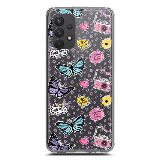 Samsung Galaxy A32 Cover - O'Nation Butterfly Dreams Series 1 - Clear Phone Case - Soft Silicon Borders