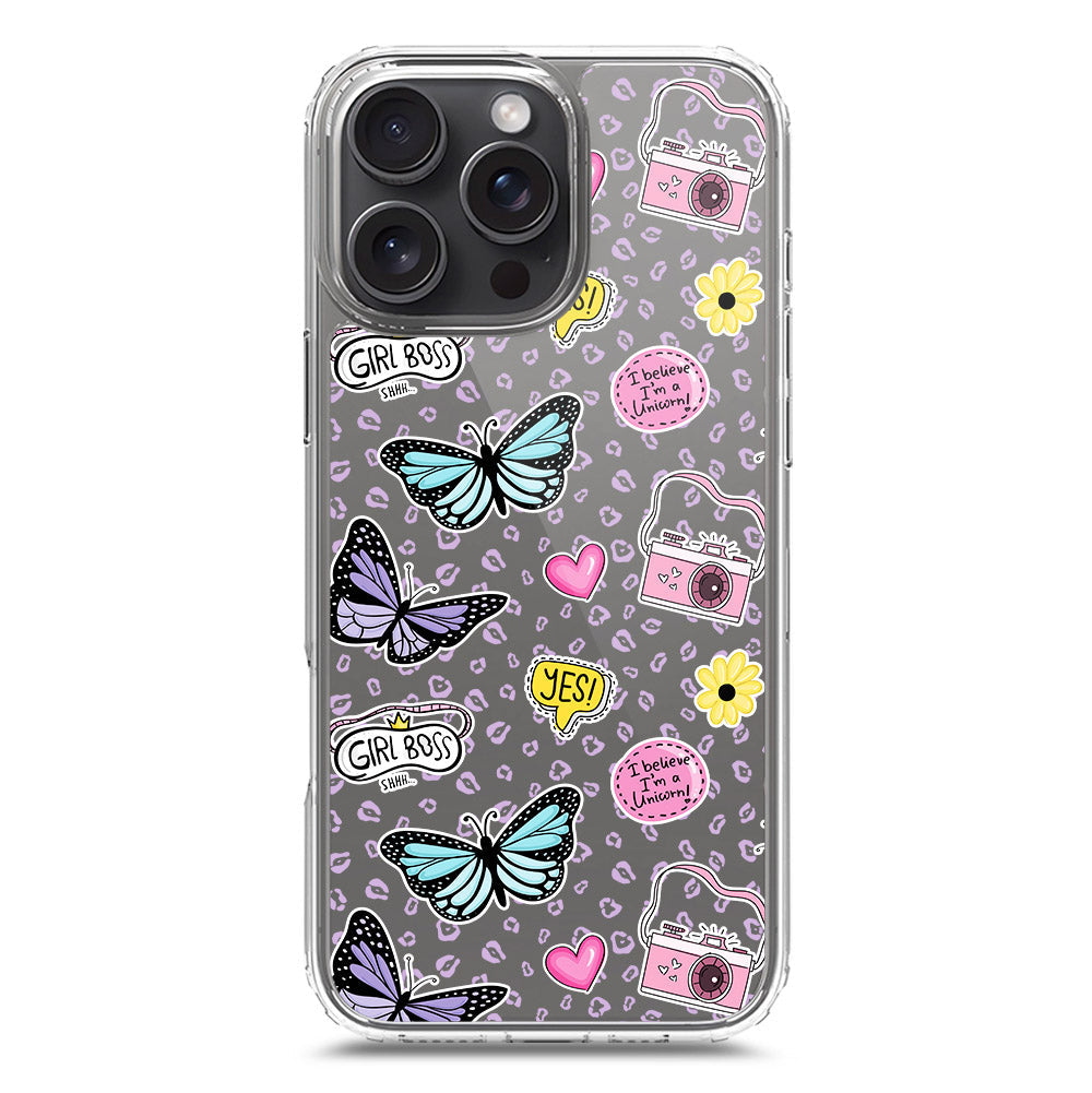 iPhone 16 Pro Max Cover - O'Nation Butterfly Dreams Series 1 - Clear Phone Case - Soft Silicon Borders
