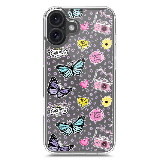 iPhone 16 Plus Cover - O'Nation Butterfly Dreams Series 1 - Clear Phone Case - Soft Silicon Borders