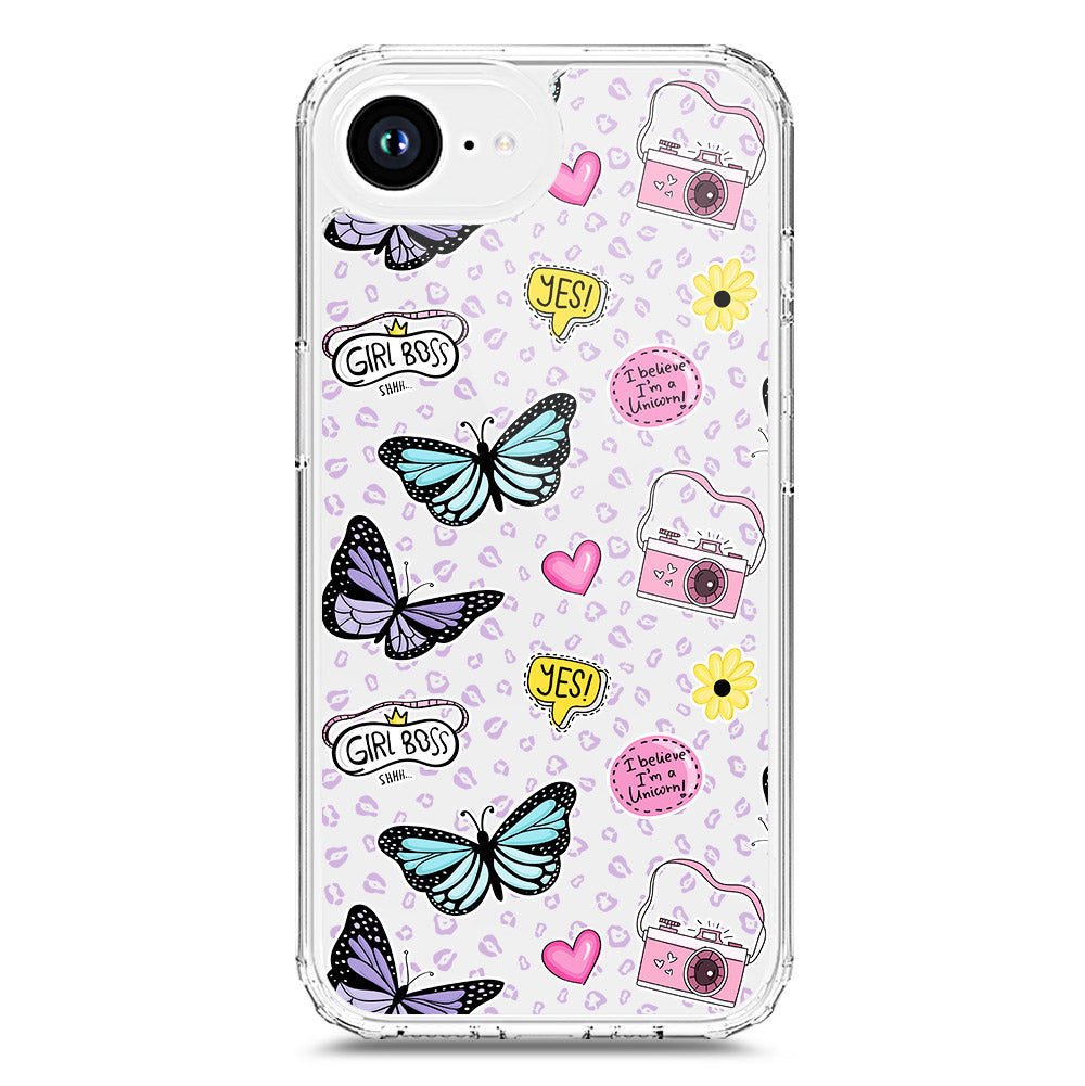 iPhone 16e Cover - O'Nation Butterfly Dreams Series 1 - Clear Phone Case - Soft Silicon Borders