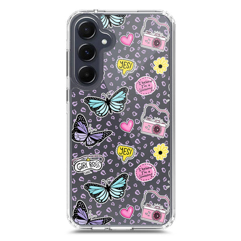 Samsung Galaxy A55 Cover - O'Nation Butterfly Dreams Series 1 - Clear Phone Case - Soft Silicon Borders