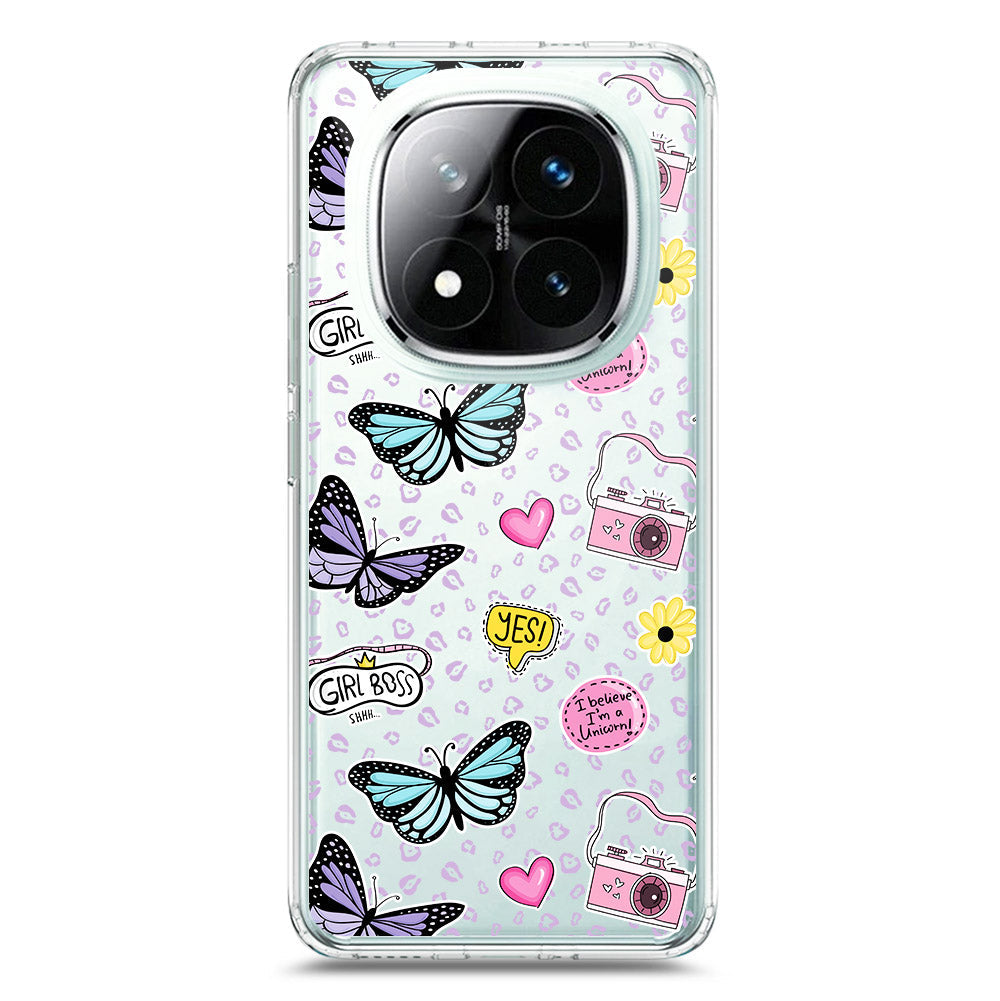 Xiaomi Redmi Note 14 Pro 5G Cover - O'Nation Butterfly Dreams Series 1 - Clear Phone Case - Soft Silicon Borders