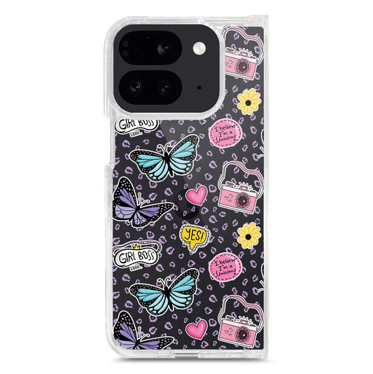 Google Pixel 9 Pro Fold Cover - O'Nation Butterfly Dreams Series 1 - Clear Phone Case - Soft Silicon Borders