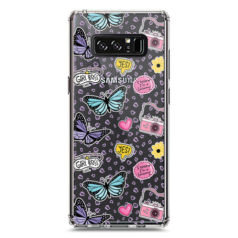 Samsung Galaxy Note 8 Cover - O'Nation Butterfly Dreams Series 1 - Clear Phone Case - Soft Silicon Borders