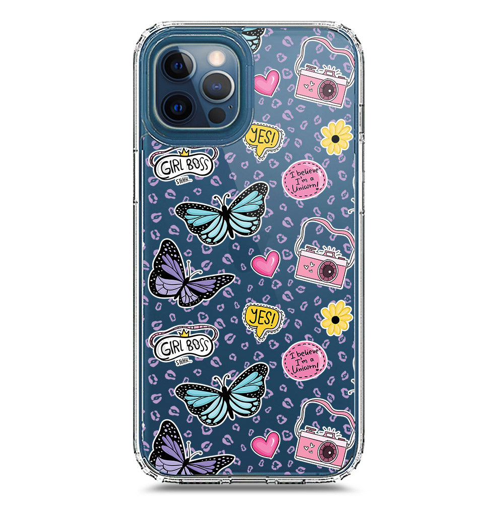iPhone 12 Pro Max Cover - O'Nation Butterfly Dreams Series 1 - Clear Phone Case - Soft Silicon Borders