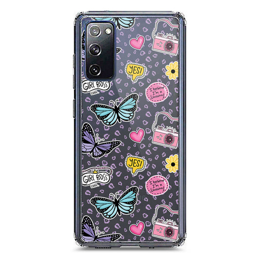 Samsung Galaxy S20 FE Cover - O'Nation Butterfly Dreams Series 1 - Clear Phone Case - Soft Silicon Borders