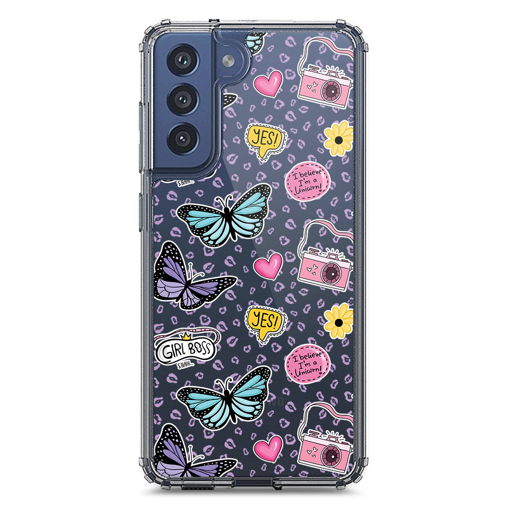 Samsung Galaxy S21 FE 5G Cover - O'Nation Butterfly Dreams Series 1 - Clear Phone Case - Soft Silicon Borders