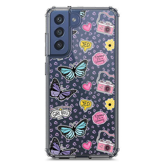 Samsung Galaxy S21 FE 5G Cover - O'Nation Butterfly Dreams Series 1 - Clear Phone Case - Soft Silicon Borders