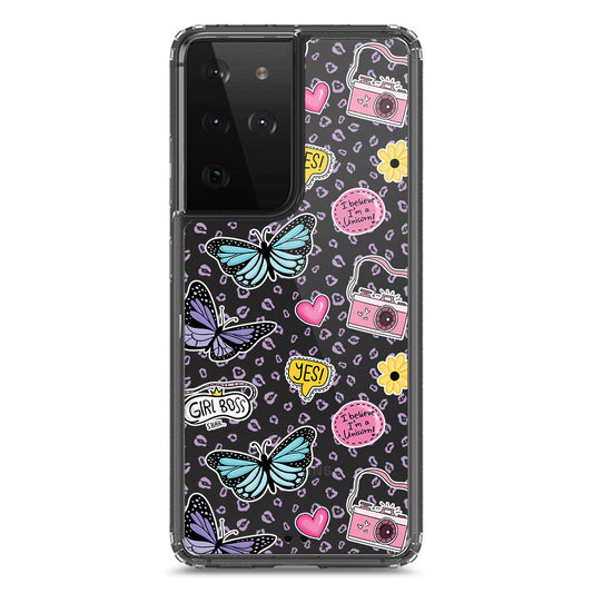 Samsung Galaxy S21 Ultra 5G Cover - O'Nation Butterfly Dreams Series 1 - Clear Phone Case - Soft Silicon Borders