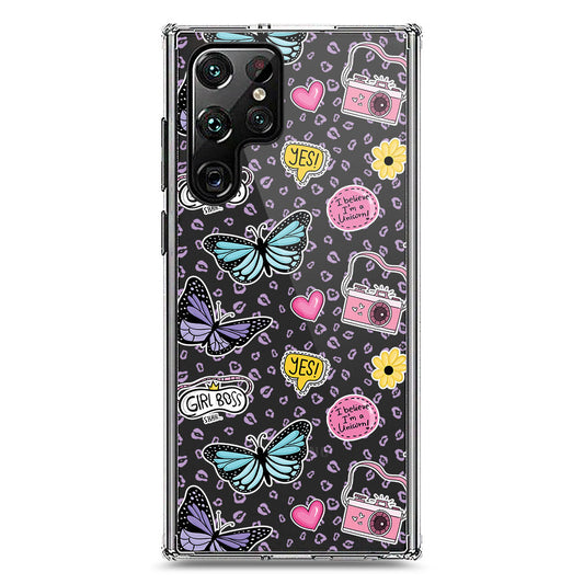 Samsung Galaxy S22 Ultra 5G Cover - O'Nation Butterfly Dreams Series 1 - Clear Phone Case - Soft Silicon Borders