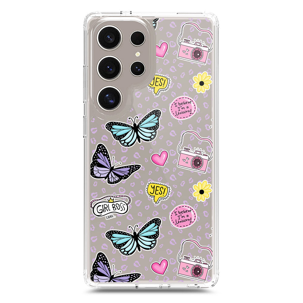 Samsung Galaxy S23 Ultra 5G Cover - O'Nation Butterfly Dreams Series 1 - Clear Phone Case - Soft Silicon Borders