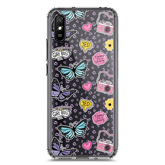Xiaomi Redmi 9A Cover - O'Nation Butterfly Dreams Series 1 - Clear Phone Case - Soft Silicon Borders